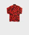 Mango Floral Short Sleeve Button-up Shirt In Red