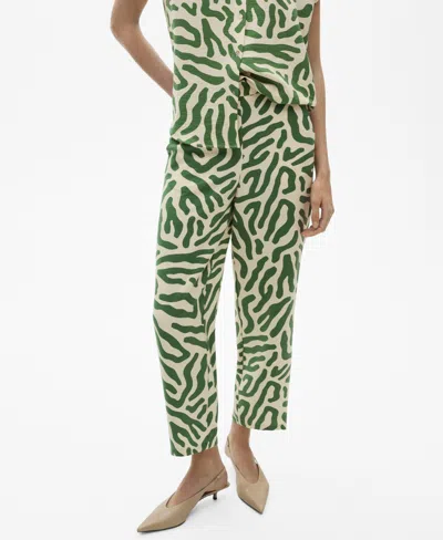 Mango Women's Printed Straight Pants In Green