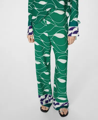 Mango Women's Printed Straight Pants In Green