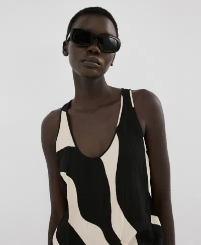 Mango Women's Printed Straight Top In Black