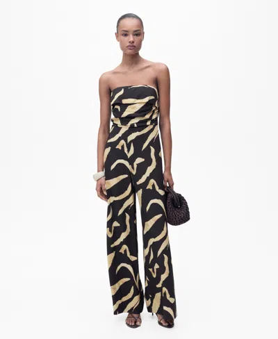 Mango Women's Printed Strapless Jumpsuit In Black