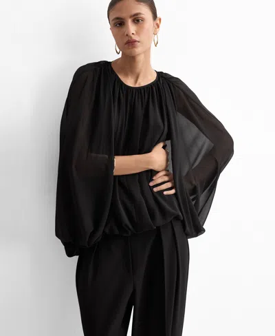 Mango Puff Sleeves Blouse Black