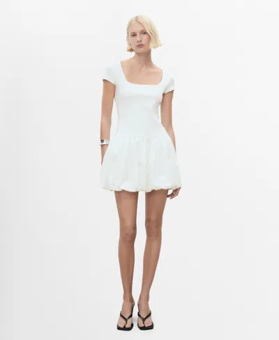 Mango Square Neck Short Sleeve Bubble Hem Mini Dress