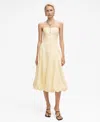 Mango Strapless Bubble Hem Linen Dress In Pastel Yellow