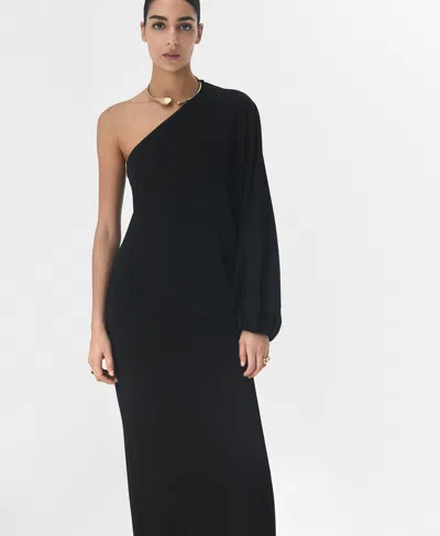 Mango Puffed Sleeves Dress Black