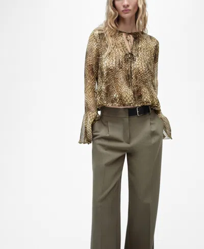 MANGO WOMEN'S PUFFED-SLEEVE PRINTED SHIRT