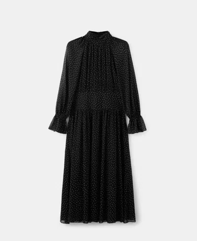 Mango Women's Puffed Sleeves Polka-dot Dress In Black