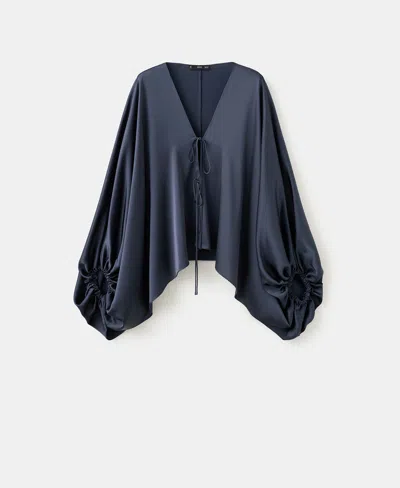 Mango Women's Puffed Sleeves Top In Blue