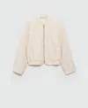 Mango Quilted Bomber Jacket In Ecru