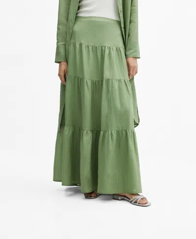 Mango Ramie Maxi-skirt Medium Brown