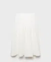 Mango Pleated Ramie Midi Skirt In White
