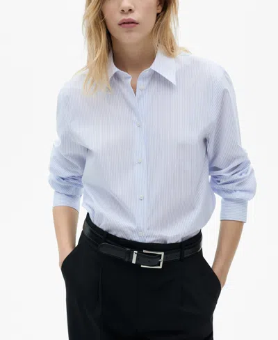 Mango Women's Regular Cotton Lyocell Blend Shirt In Sky Blue