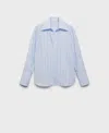 Mango Regular Fit Stripe Cotton Button-up Shirt In Sky Blue