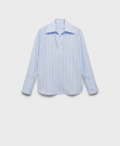 MANGO WOMEN'S REGULAR FIT STRIPED COTTON SHIRT