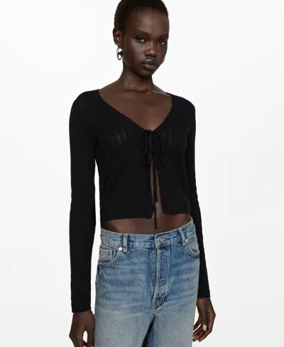 Mango Women's Regular Knitted Cardigan In Black