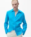 Mango Button-up Shirt In Blue