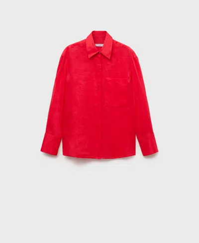 Mango Women's Regular Ramie Shirt In Red
