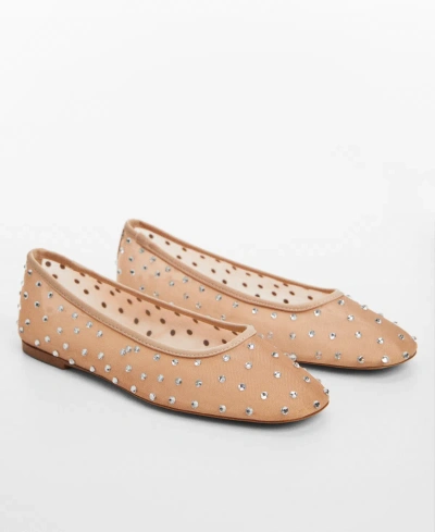 Mango Women's Rhinestone Ballerinas In Nude