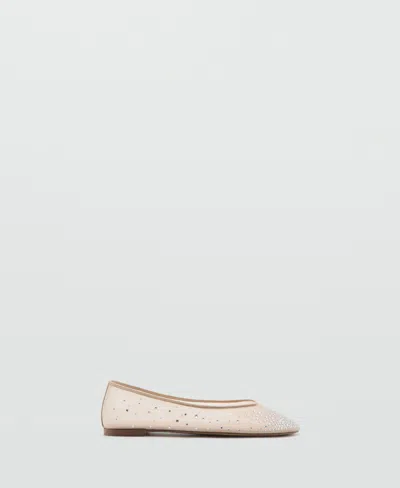 Mango Women's Rhinestone Ballet Flats In White