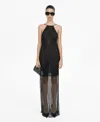 Mango Mesh Dress With Rhinestone Detail Black In Black