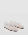 Mango Mesh Shoe With Rhinestone Detail White In White