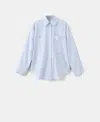 Mango Crystal Embellished Stripe Button-up Shirt In Blue