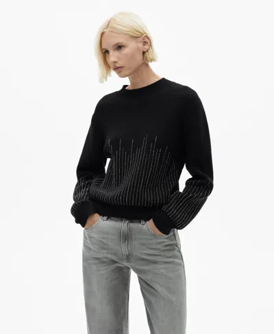 Mango Women's Rhinestone Details Sweater In Black