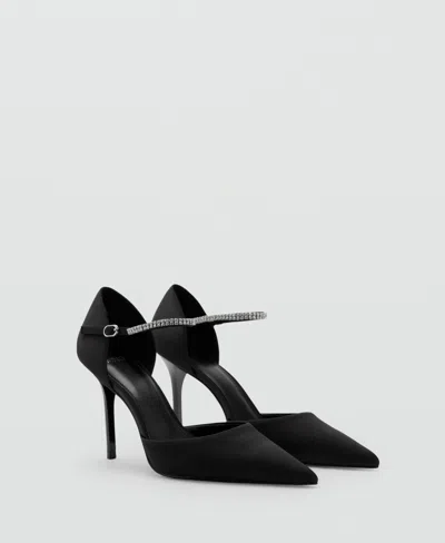 Mango Escarpin À Talon Avec Bride En Strass Noir - Femme - 41 -  In Black