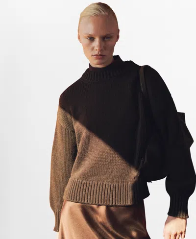 MANGO WOMEN'S RIBBED FINISHES CHUNKY KNIT SWEATER
