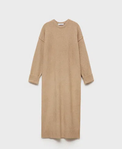 MANGO WOMEN'S RIBBED FINISHES KNITTED DRESS