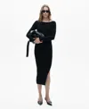 Mango Ribbed Knit Dress Black In Black