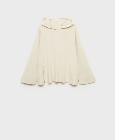 Mango Women's Ribbed Knit Hoodie Sweatshirt