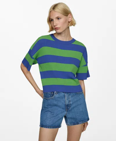 MANGO WOMEN'S RIBBED KNIT T-SHIRT
