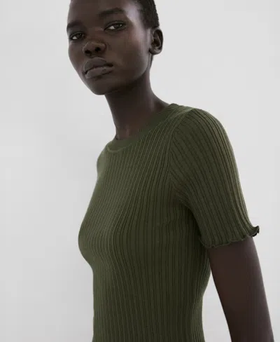 Mango Women's Ribbed Knit T-shirt In Brown