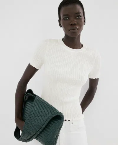 Mango Women's Ribbed Knit T-shirt In Sand