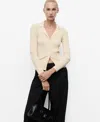 Mango Women's Ribbed Lapel Cardigan In Neutral