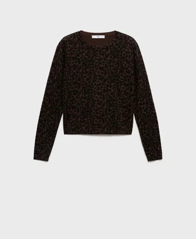 Mango Women's Ribbed Leopard-print Sweater In Blue
