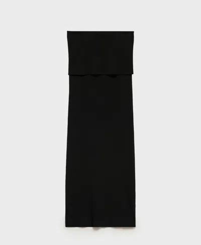Mango Women's Ribbed Midi Skirt In Black