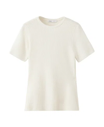 Mango Women's Ribbed Peplum Sweater In Ecru