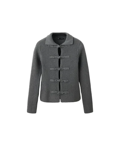 Mango Women's Ribbed Toggle Cardigan In Gray