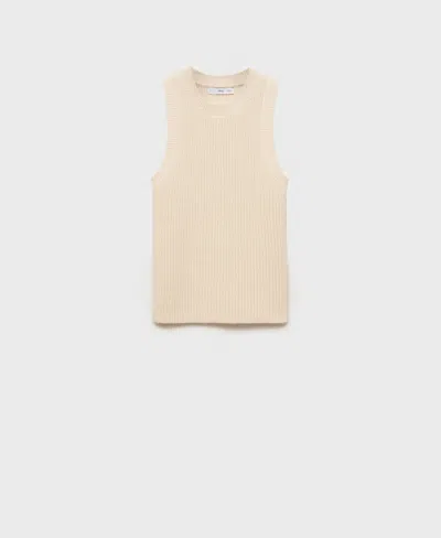 Mango Women's Ribbed Wool-blend Top In White