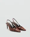 Mango Women's Ring Detail Leather Heeled Shoes In Brown