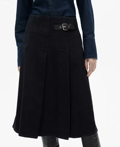 Mango Women's Rinse-wash Midi-skirt In Open Blue