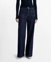 Mango Patch Pocket High Waist Wide Leg Jeans In Open Blue