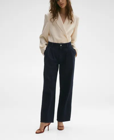 Mango Women's Rinse-wash Wide Leg Jeans In Open Blue
