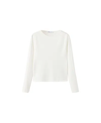 Mango Women's Rira Fitted Boat-neck Long-sleeve Sweater In Ecru
