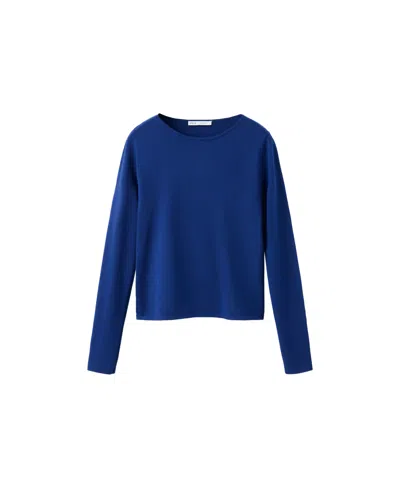 Mango Women's Rira Fitted Boat-neck Long-sleeve Sweater In Vibrant Blue