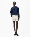 Mango Paperbag Waist Belted Twill Shorts In Ecru