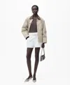 Mango Women's Rolled Hem Paper Bag Shorts In White