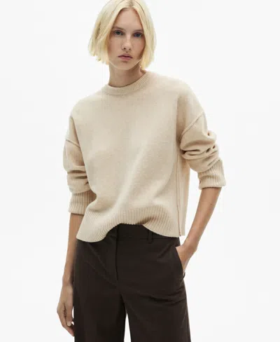 Mango Women's Rolled-up Sleeves Sweater In Ecru